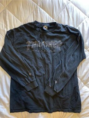Men's Long Sleeve Thrasher Crewneck Shirt - Black
